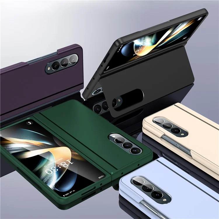 Comprar a Granel Para Samsung Galaxy Z Fold4 5G Case de Cajas de Choque PC+PU Cubierta Del Teléfono de Kickstand - Rosa