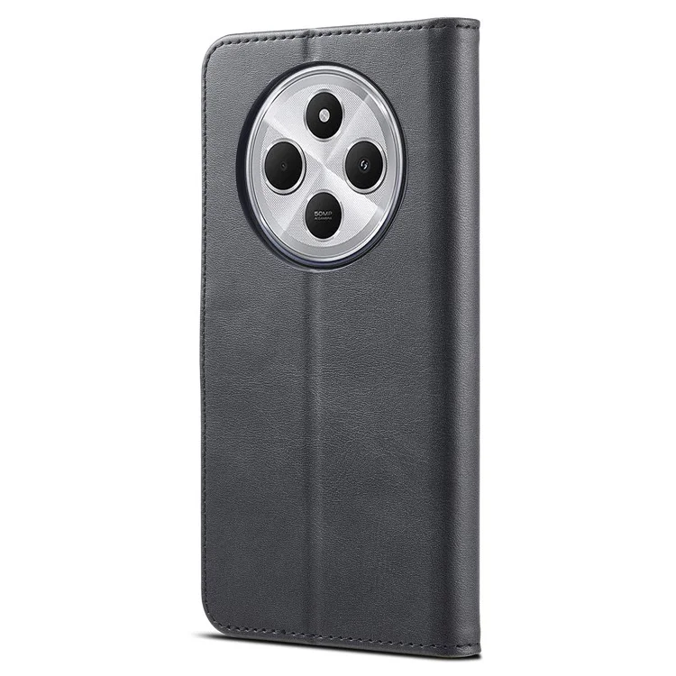 LC.IMEEKE Para Xiaomi Poco C75 4G / Redmi 14R 5G / 14C 4G Capa Textura de Bezerro Couro PU Suporte Carteira Capa de Telefone - Preto