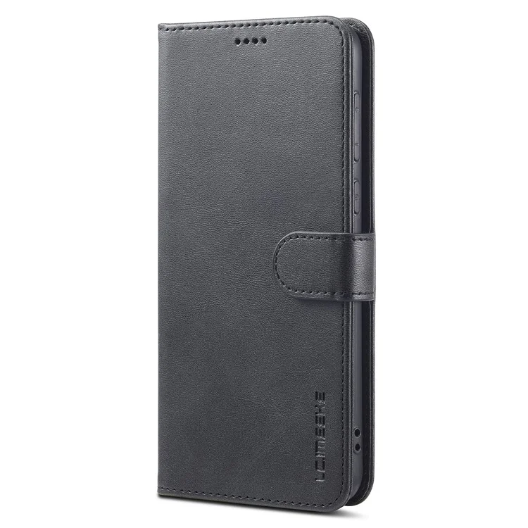 LC.IMEEKE Para Xiaomi Poco C75 4G / Redmi 14R 5G / 14C 4G Capa Textura de Bezerro Couro PU Suporte Carteira Capa de Telefone - Preto
