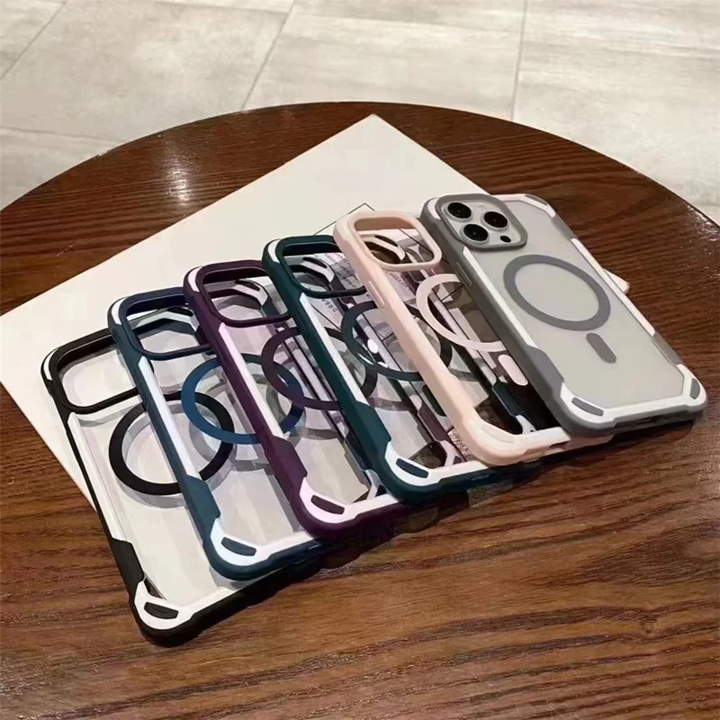 Compra em Massa Para Iphone 16 Pro Case Compatível Com Magsafe Clear Acrylic Telefone - Rosa