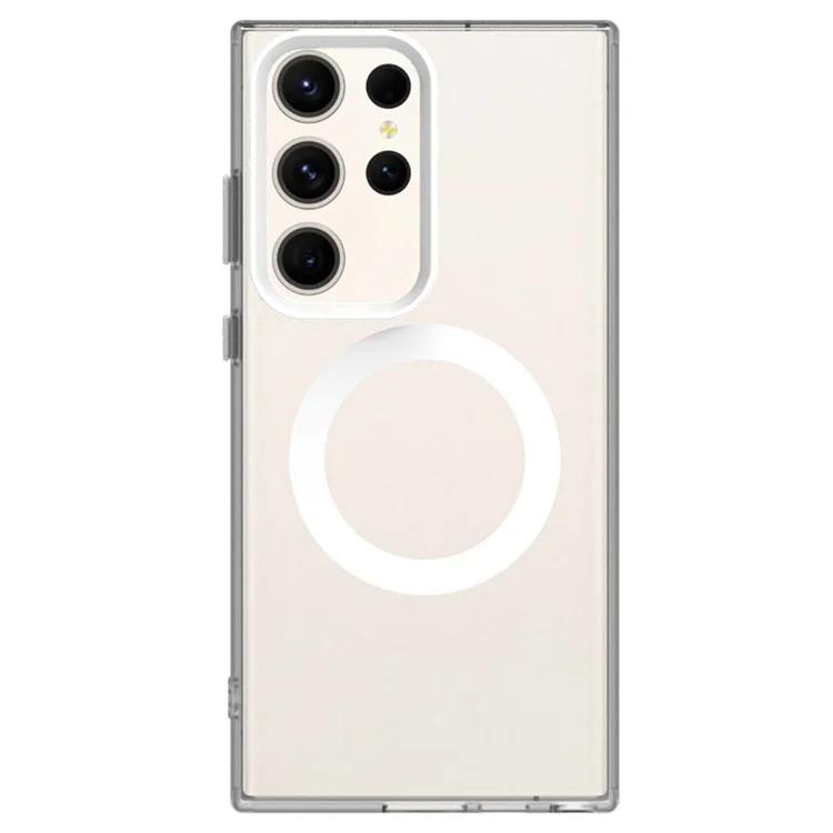 Серия Конфеты Для Samsung Galaxy S23 Ultra Case, Совместимый с Magsafe PC+TPU+PET Antip-top Phone Cope Phone - Белый
