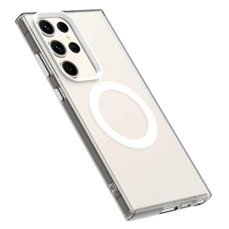 Серия Конфеты Для Samsung Galaxy S23 Ultra Case, Совместимый с Magsafe PC+TPU+PET Antip-top Phone Cope Phone - Белый