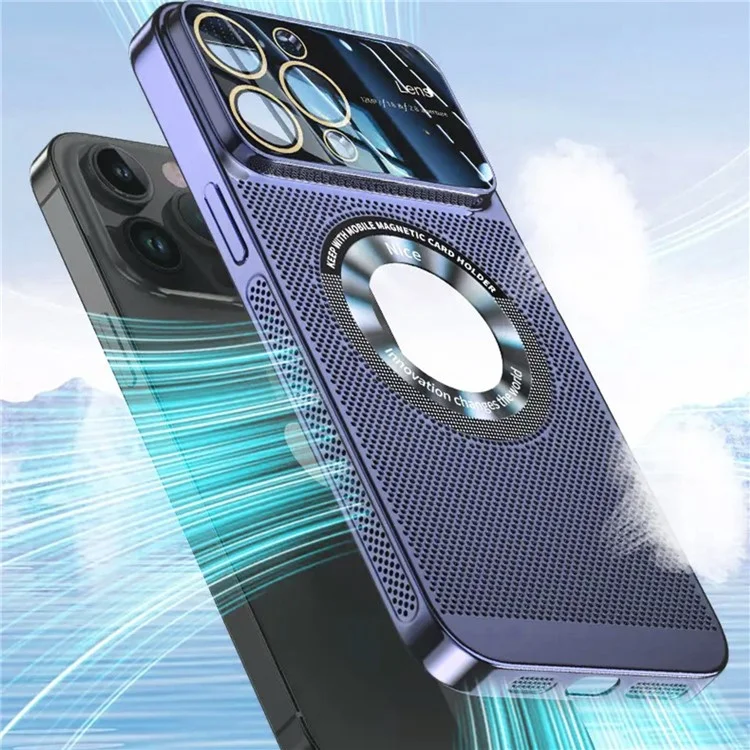Acheter en Vrac Pour L'iphone 16 Pro Case Compatible Avec Magsafe Heat Dissipation pc + Tpu Téléphone Couverture de L'objectif Intégré Fim - Violet Foncé