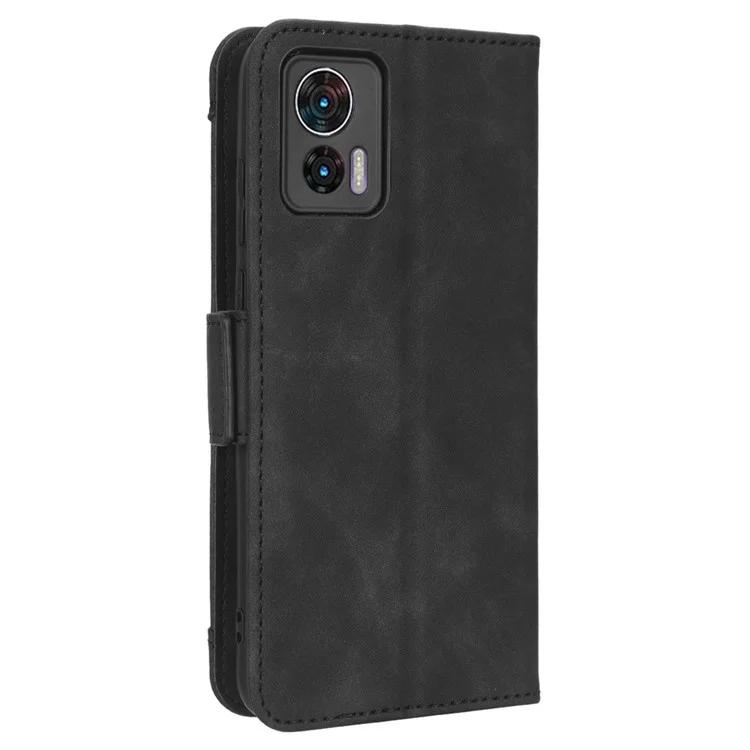 For Motorola Edge 30 Neo 5G PU Leather Multiple Card Slots Cover Side Magnetic Clasp Phone Stand Wallet Case - Black
