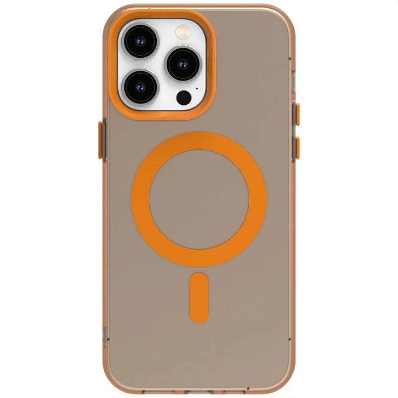 Candy Series For iPhone 14 Pro Max Case Compatible with MagSafe PC+TPU+PET Anti-Drop Phone Cover - Orange