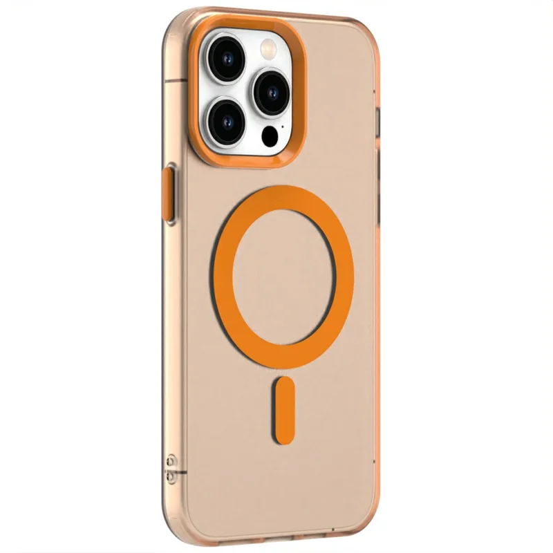 Candy Series For iPhone 14 Pro Max Case Compatible with MagSafe PC+TPU+PET Anti-Drop Phone Cover - Orange