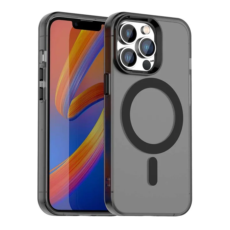 Candy Series For iPhone 13 Pro Max Case Compatible with MagSafe PC+TPU+PET Anti-Drop Phone Cover - Black