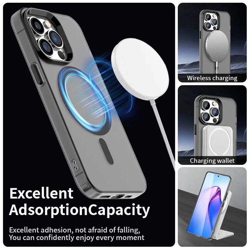 Candy Series For iPhone 13 Pro Max Case Compatible with MagSafe PC+TPU+PET Anti-Drop Phone Cover - Black
