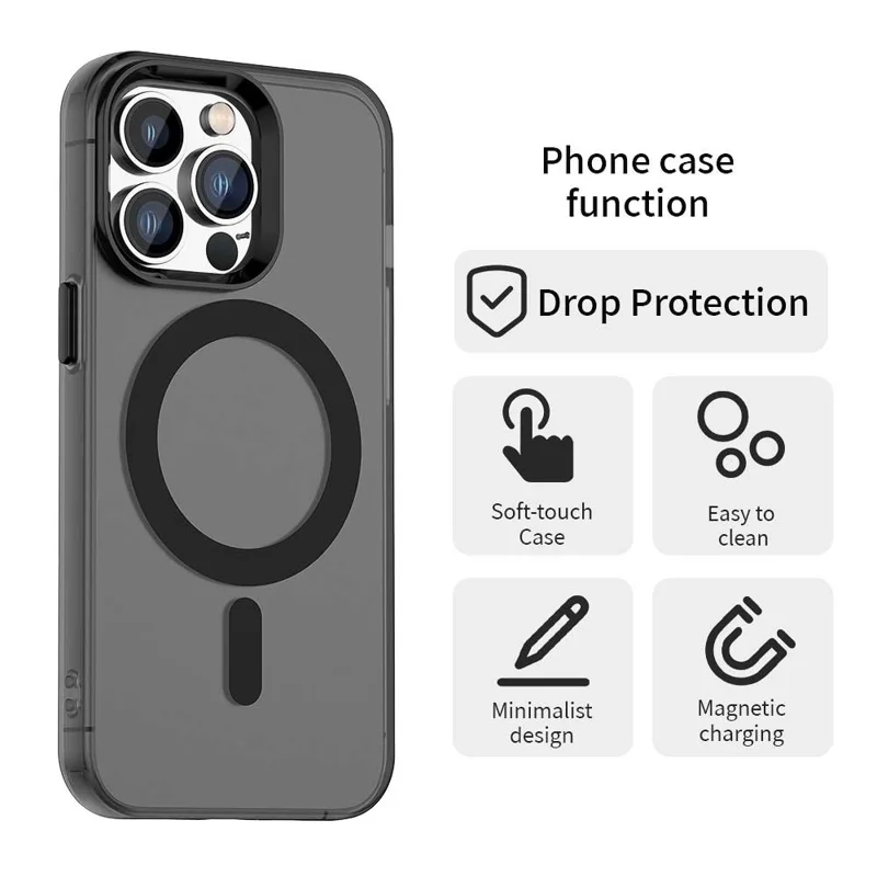 Candy Series For iPhone 13 Pro Max Case Compatible with MagSafe PC+TPU+PET Anti-Drop Phone Cover - Black