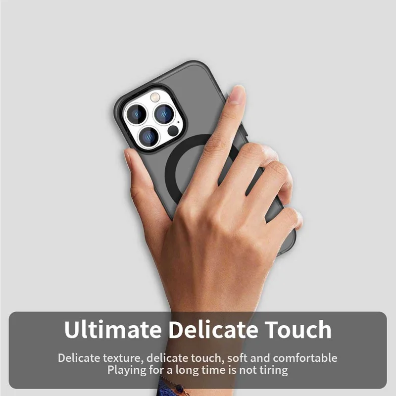 Candy Series For iPhone 13 Pro Max Case Compatible with MagSafe PC+TPU+PET Anti-Drop Phone Cover - Black