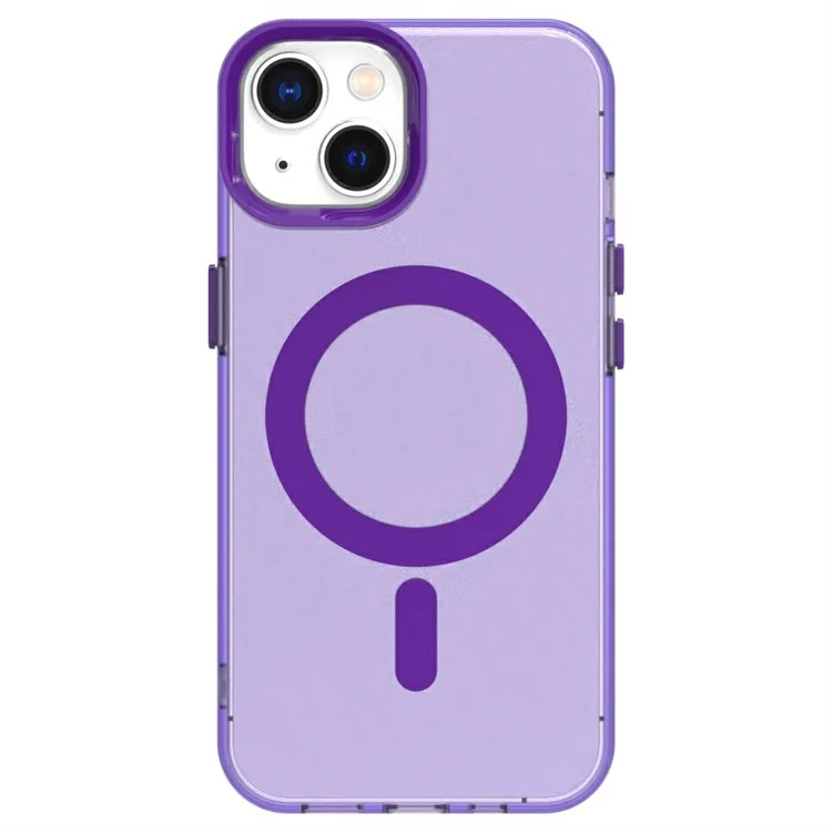 Candy Series For iPhone 14  /  13 Case Compatible with MagSafe PC+TPU+PET Anti-Drop Phone Cover - Purple