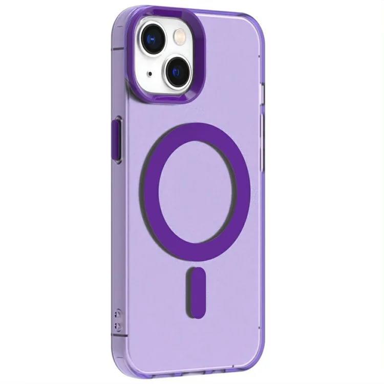 Candy Series For iPhone 14  /  13 Case Compatible with MagSafe PC+TPU+PET Anti-Drop Phone Cover - Purple