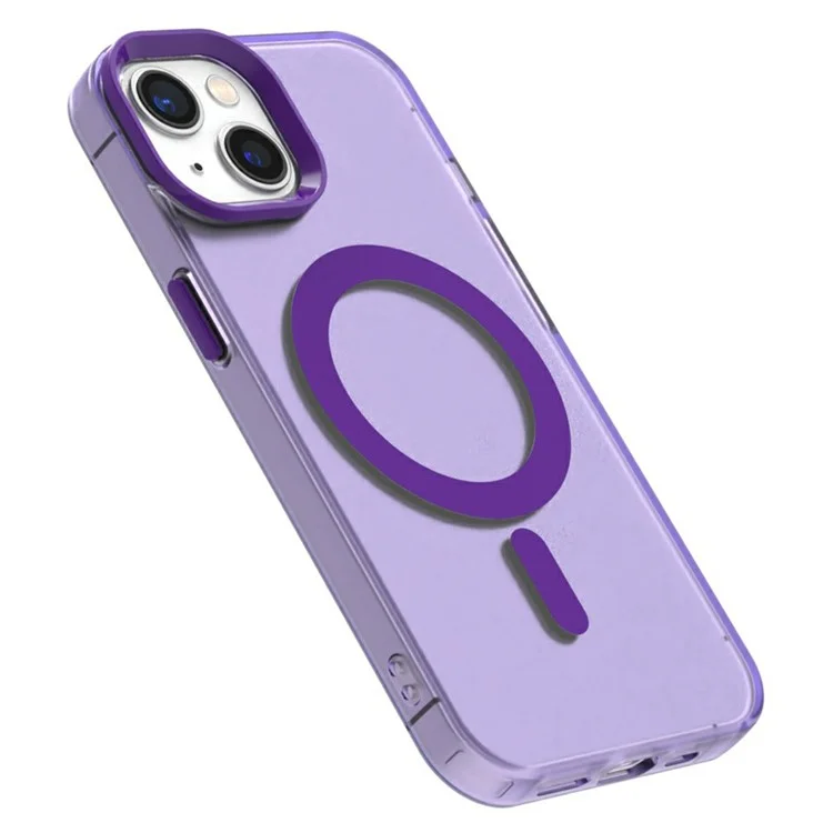Candy Series For iPhone 14  /  13 Case Compatible with MagSafe PC+TPU+PET Anti-Drop Phone Cover - Purple