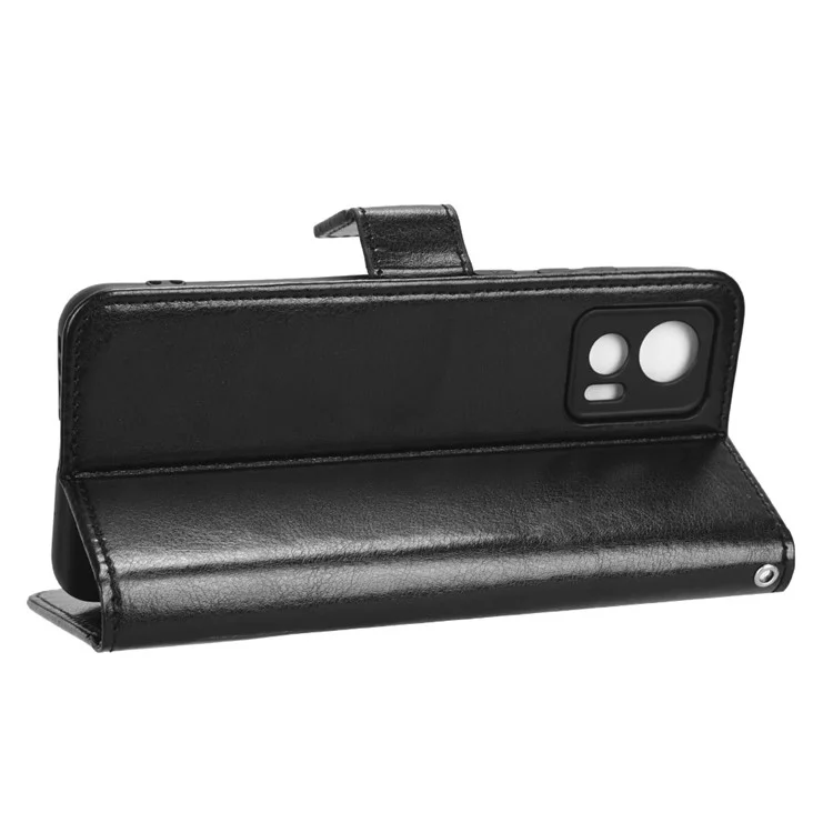 Pour Motorola Edge 30 Neo 5G Crazy Horse Texture PU Leather Anti-drop Case Stand Wallet Phone Protective Cover - Noir