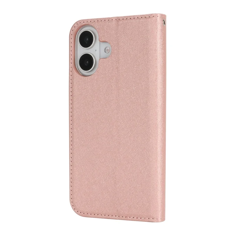 Per Iphone 16 Plus Case PU in Pelle in Pelle di Seta Magnetica Copertura Del Telefono a Flip Magnetico - Oro Rosa