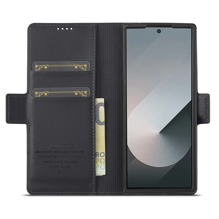 Lc. Imeeke L1 Per Samsung Galaxy Z Fold5 5G Stand Case Texture PU Copertina Per il Telefono in Pelle - Nero