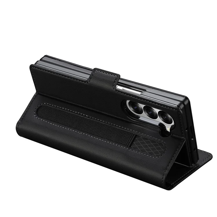 Lc. Imeeke L1 Per Samsung Galaxy Z Fold5 5G Stand Case Texture PU Copertina Per il Telefono in Pelle - Nero