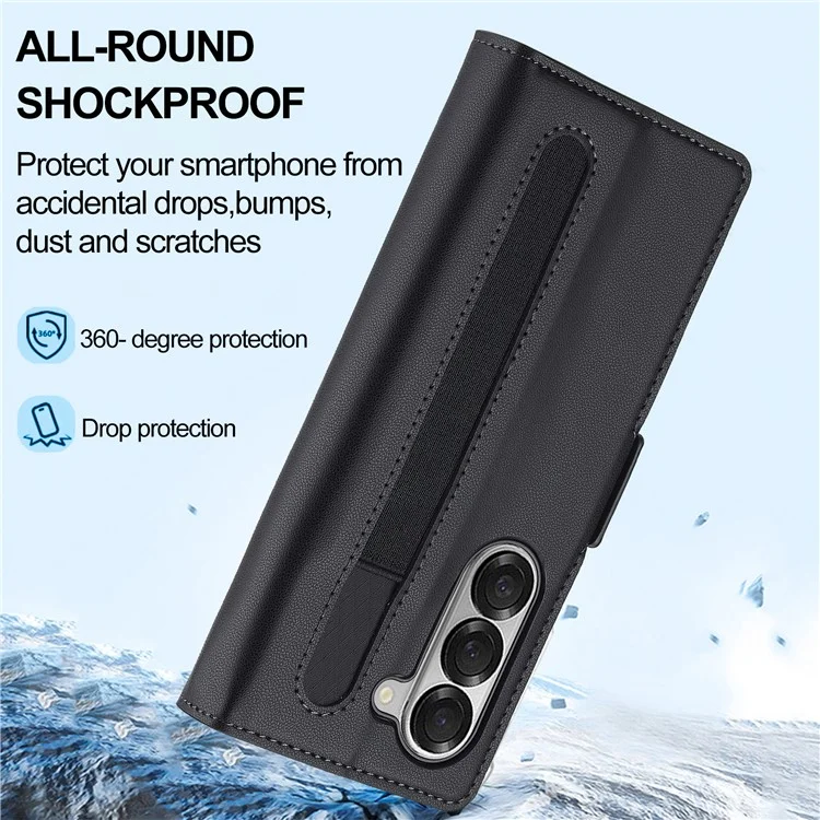 Lc. Imeeke L1 Per Samsung Galaxy Z Fold5 5G Stand Case Texture PU Copertina Per il Telefono in Pelle - Nero