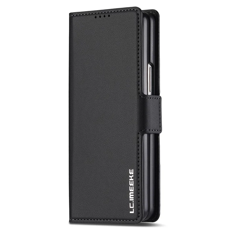 Lc. Imeeke L1 Per Samsung Galaxy Z Fold5 5G Stand Case Texture PU Copertina Per il Telefono in Pelle - Nero