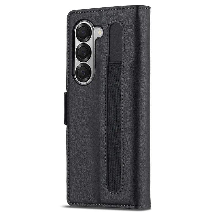 Lc. Imeeke L1 Per Samsung Galaxy Z Fold5 5G Stand Case Texture PU Copertina Per il Telefono in Pelle - Nero