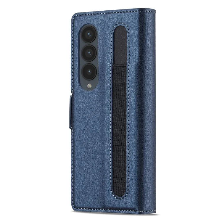 Lc. Imeeke L1 Per Samsung Galaxy Z Fold4 5G Case di Stand Texture PU Coperchi - Blu