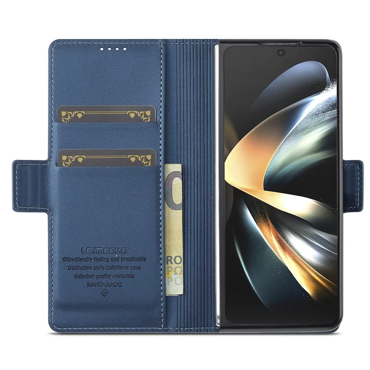 Lc. Imeeke L1 Per Samsung Galaxy Z Fold4 5G Case di Stand Texture PU Coperchi - Blu