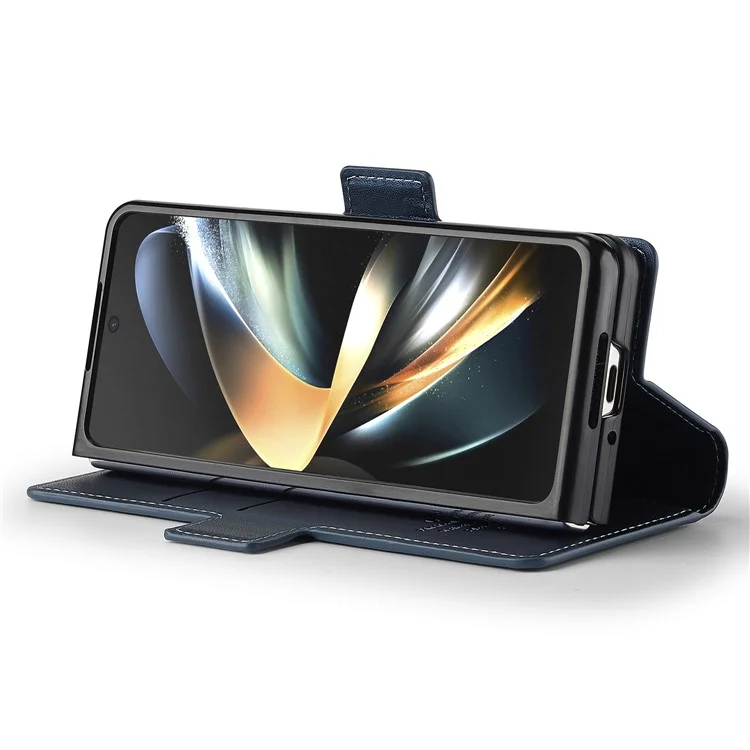 Lc. Imeeke L1 Per Samsung Galaxy Z Fold4 5G Case di Stand Texture PU Coperchi - Blu