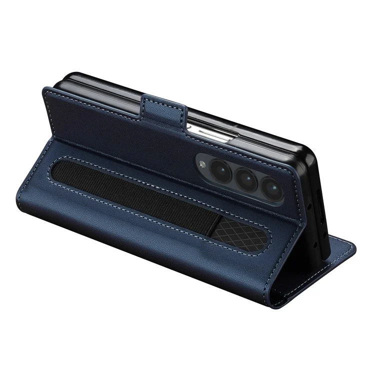 Lc. Imeeke L1 Per Samsung Galaxy Z Fold4 5G Case di Stand Texture PU Coperchi - Blu