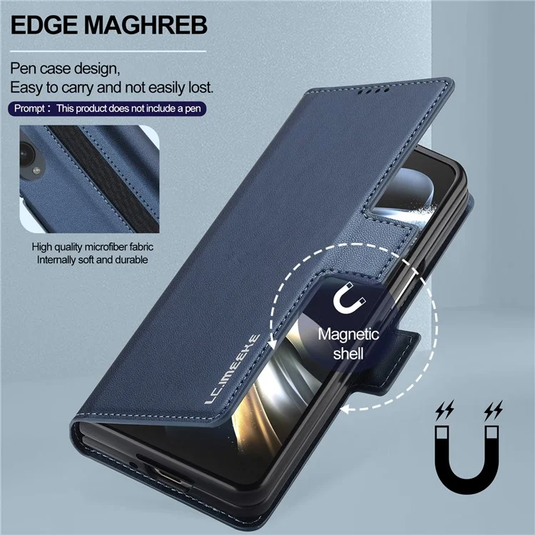 Lc. Imeeke L1 Per Samsung Galaxy Z Fold4 5G Case di Stand Texture PU Coperchi - Blu