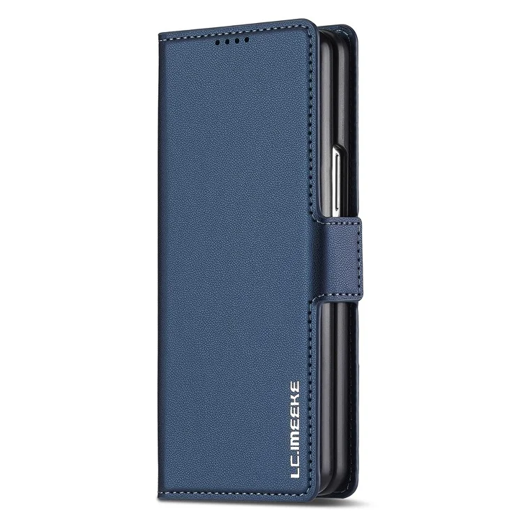 Lc. Imeeke L1 Per Samsung Galaxy Z Fold4 5G Case di Stand Texture PU Coperchi - Blu