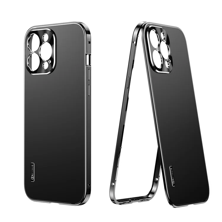 IM-CHEN For iPhone 16 Pro Case Magnetic Buckle Lock Matte PC Aluminium Alloy Frame Phone Cover - Black
