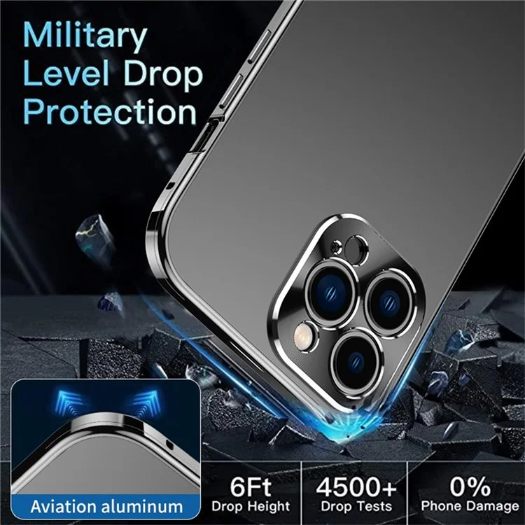 IM-CHEN For iPhone 16 Pro Case Magnetic Buckle Lock Matte PC Aluminium Alloy Frame Phone Cover - Black