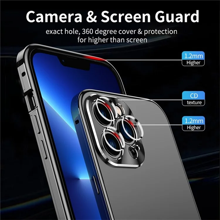 Im-chen Para Iphone 16 Pro Max Case Magnetic Buckle Lock Matte PC Aluminum Aluman Lhloy Frame Tampa - Preto