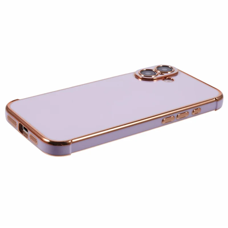 For iPhone 16 Case Electroplated Frame TPU Soft Phone Cover - Purple