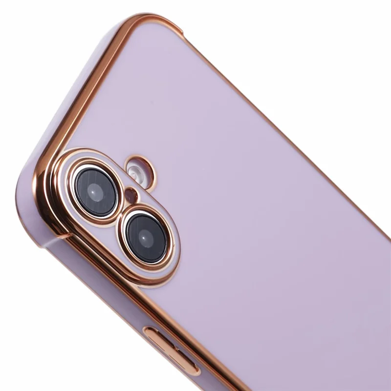 For iPhone 16 Case Electroplated Frame TPU Soft Phone Cover - Purple