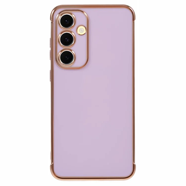 For Samsung Galaxy S24 Case Electroplated Frame TPU Soft Phone Cover - Purple