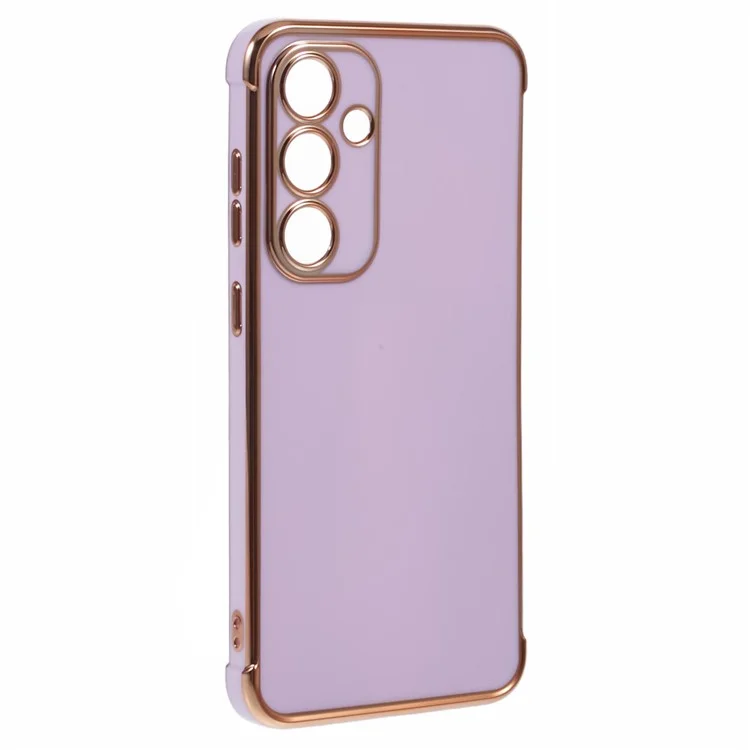 For Samsung Galaxy S24 Case Electroplated Frame TPU Soft Phone Cover - Purple