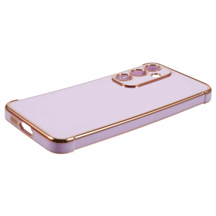 For Samsung Galaxy S24 Case Electroplated Frame TPU Soft Phone Cover - Purple