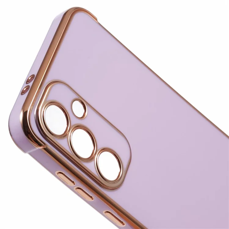 For Samsung Galaxy S24 Case Electroplated Frame TPU Soft Phone Cover - Purple