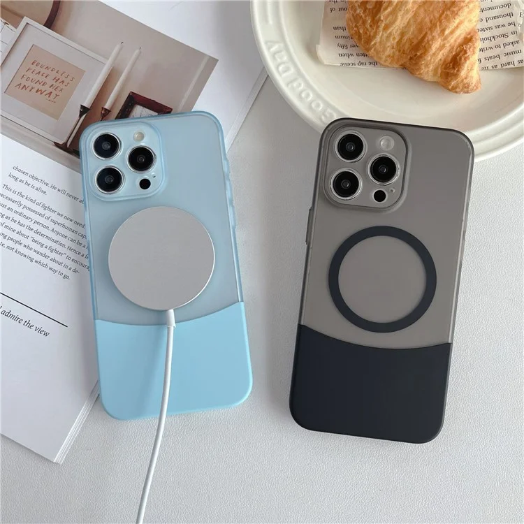 Comprar a Granel Para la Caja de Iphone 16 Pro Compatible Con Magsafe Skin-touch PC Phip Cover Color de Empalme - Naranja