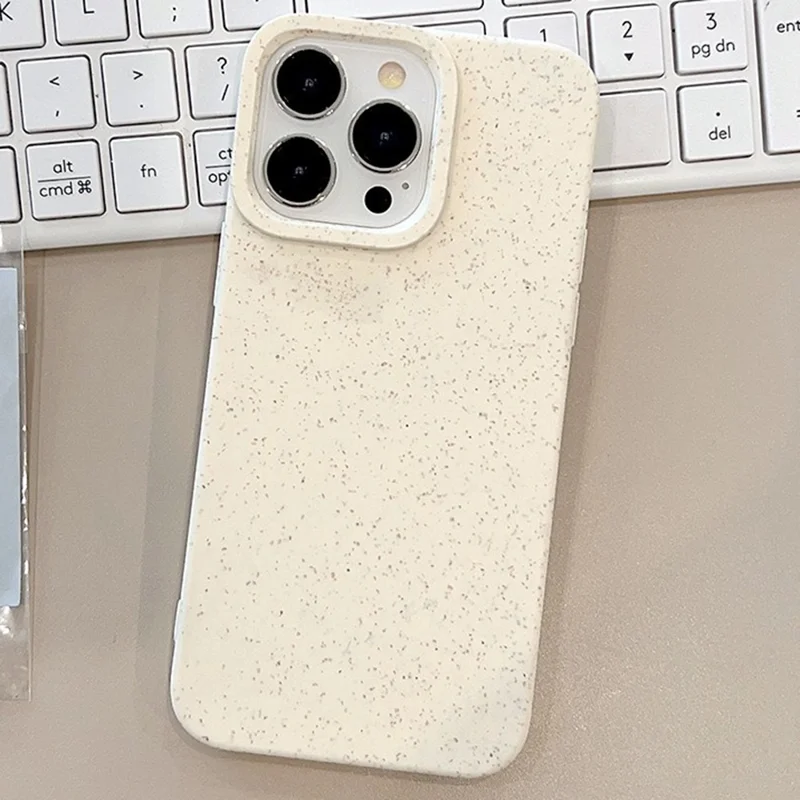 For iPhone 16 Pro Max Case Biodegradable Wheat Straw+TPU Matte Phone Cover - White