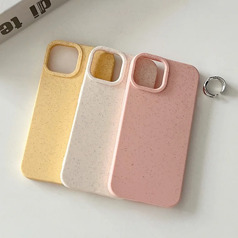 For iPhone 16 Pro Max Case Biodegradable Wheat Straw+TPU Matte Phone Cover - White