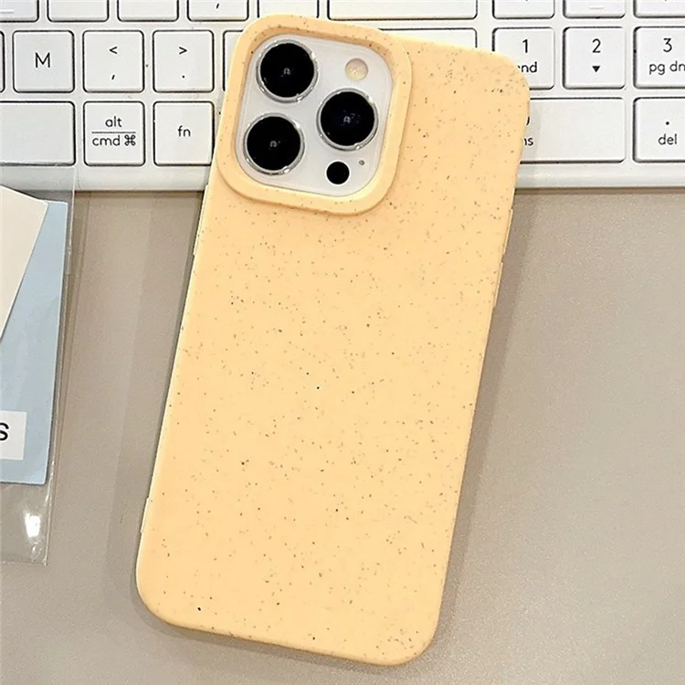 For iPhone 16 Pro Case Biodegradable Wheat Straw+TPU Matte Phone Cover - Yellow
