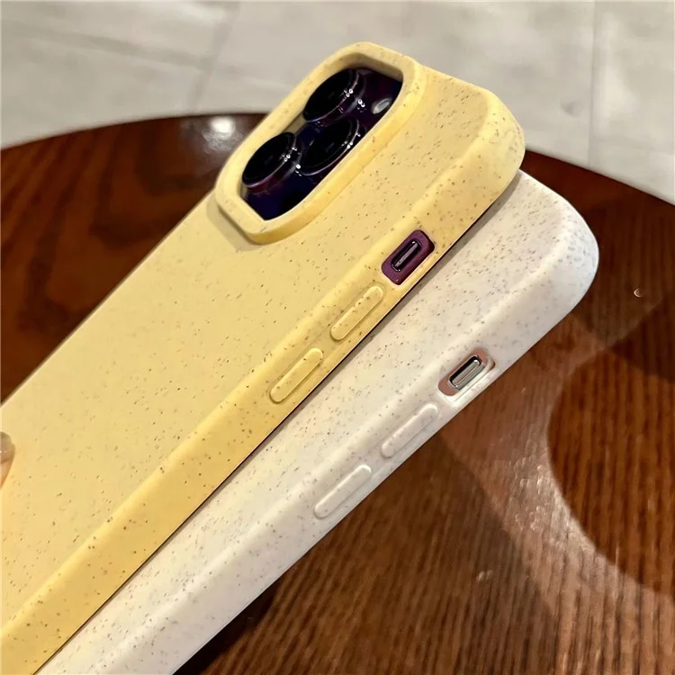 For iPhone 16 Pro Case Biodegradable Wheat Straw+TPU Matte Phone Cover - Yellow