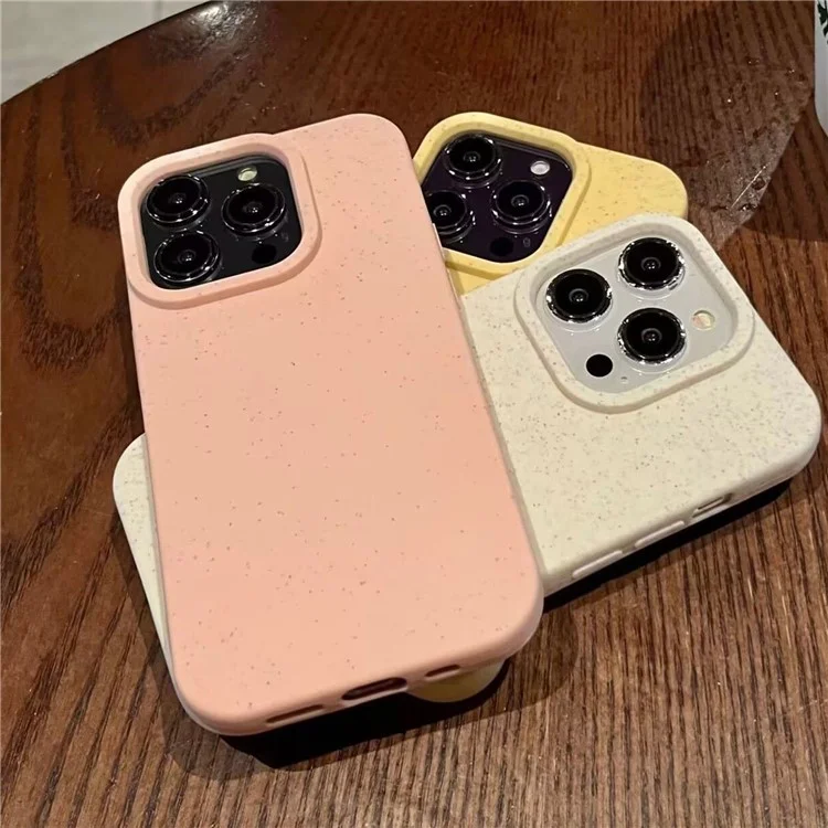 For iPhone 16 Pro Case Biodegradable Wheat Straw+TPU Matte Phone Cover - Yellow