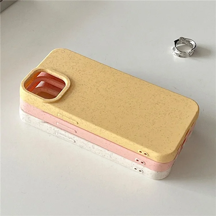 For iPhone 16 Pro Case Biodegradable Wheat Straw+TPU Matte Phone Cover - Yellow