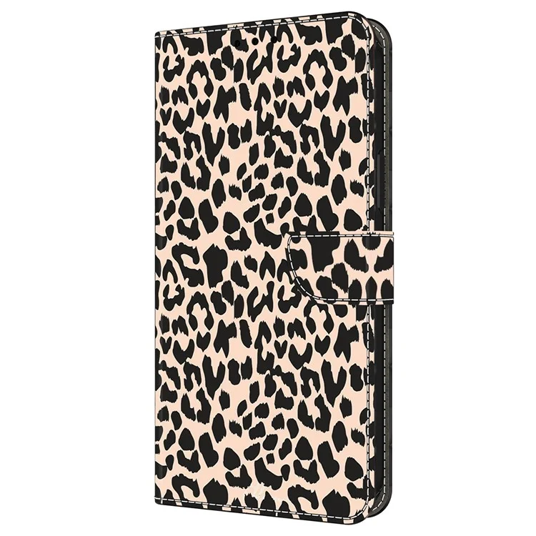 For Samsung Galaxy A14 4G / 5G Case Pattern Printed Protective Cover TPU+PU Leather Flip Phone Case - Leopard Print