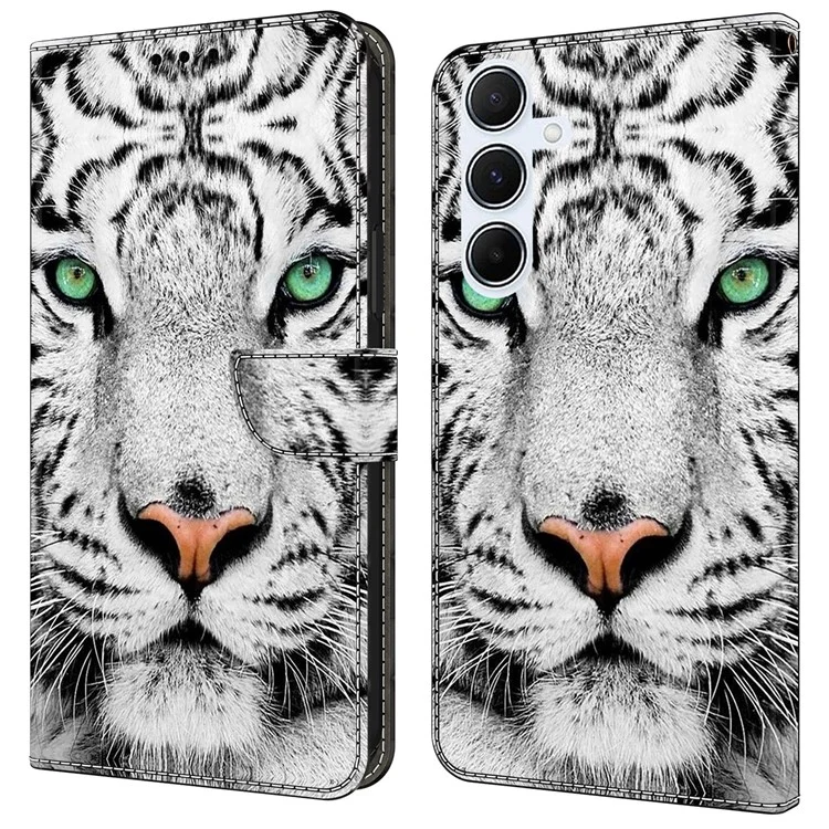 Per Samsung Galaxy A15 4G / Copertina Protettiva da 5 g Copertina Protettiva TPU+PU Leather Flip Telefono - Faccia di Tigre