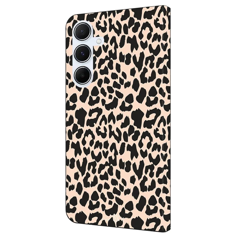 For Samsung Galaxy A15 4G / 5G Case Pattern Printed Protective Cover TPU+PU Leather Flip Phone Case - Leopard Print