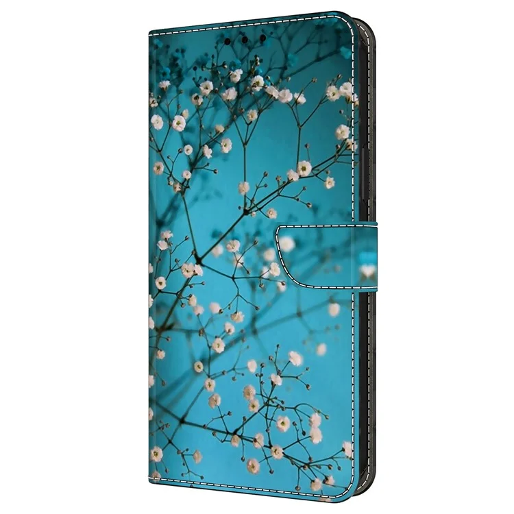 For Samsung Galaxy A24 4G (162.1 x 77.6 x 8.3mm) Case Pattern Printed Protective Cover TPU+PU Leather Flip Phone Case - Flower Branch